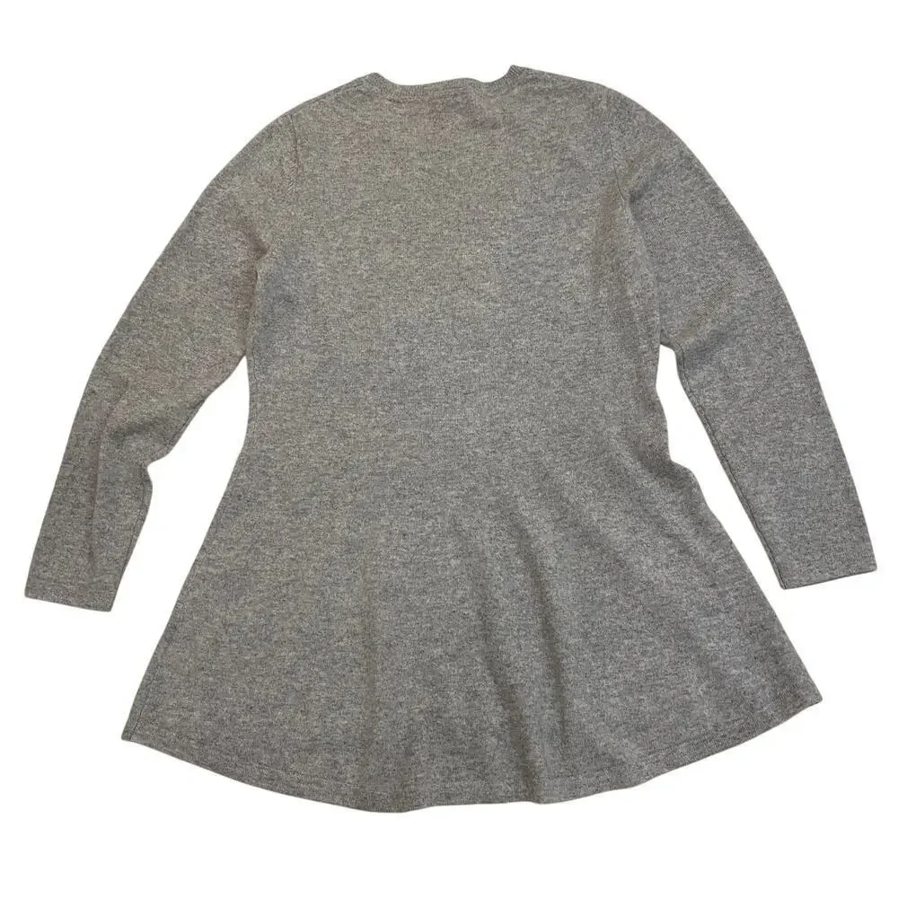 Isaac Mizrahi Flounce Pure Cashmere Mini Dress | Heather Gray Sweater, Small